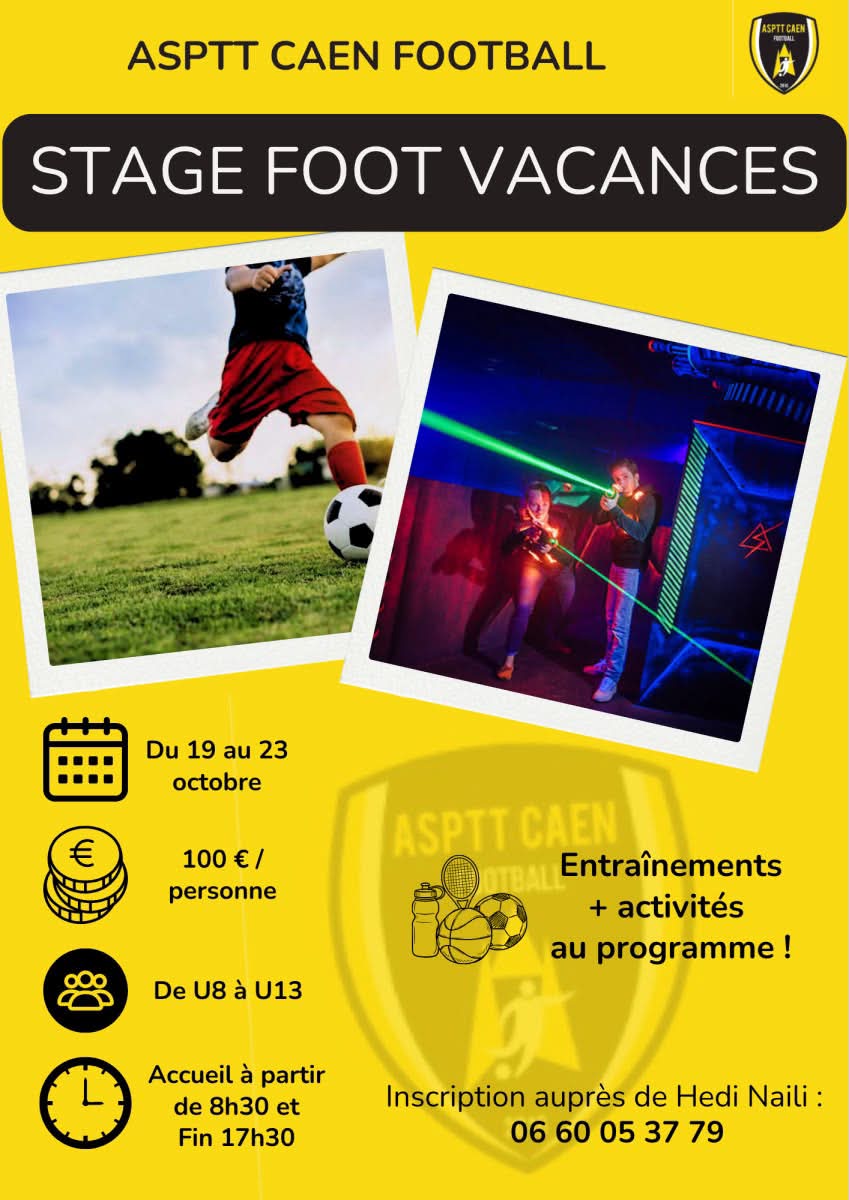 Affiche publiée par le club avec l'actualité « Stage vacances »